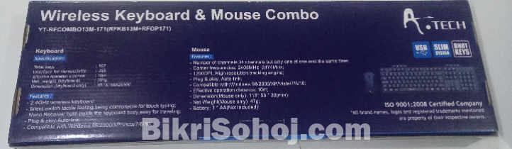 Wireless Keyboard & Mouse Combo A.Tech YT-RFCOMBO13M-171